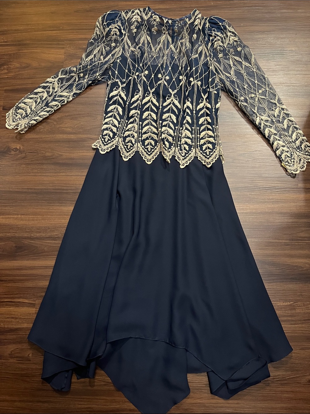 Cachet by Barl Protas Navy and Gold Formal Dress